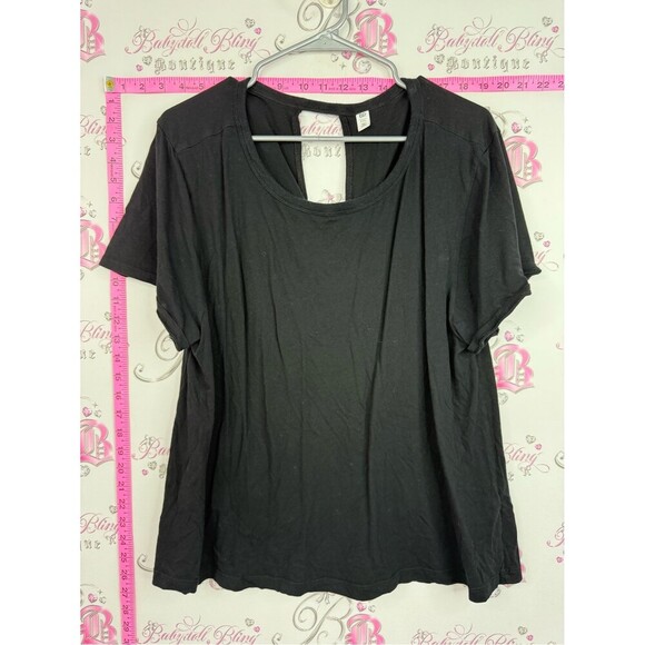 bp Tops - bp tie knot back shirt Black Short Sleeve Scoop Neck Tee